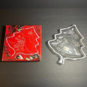 Mikasa WY158/502 Clear Crystal Christmas Tree Shaped Candy Dish Plate 7"